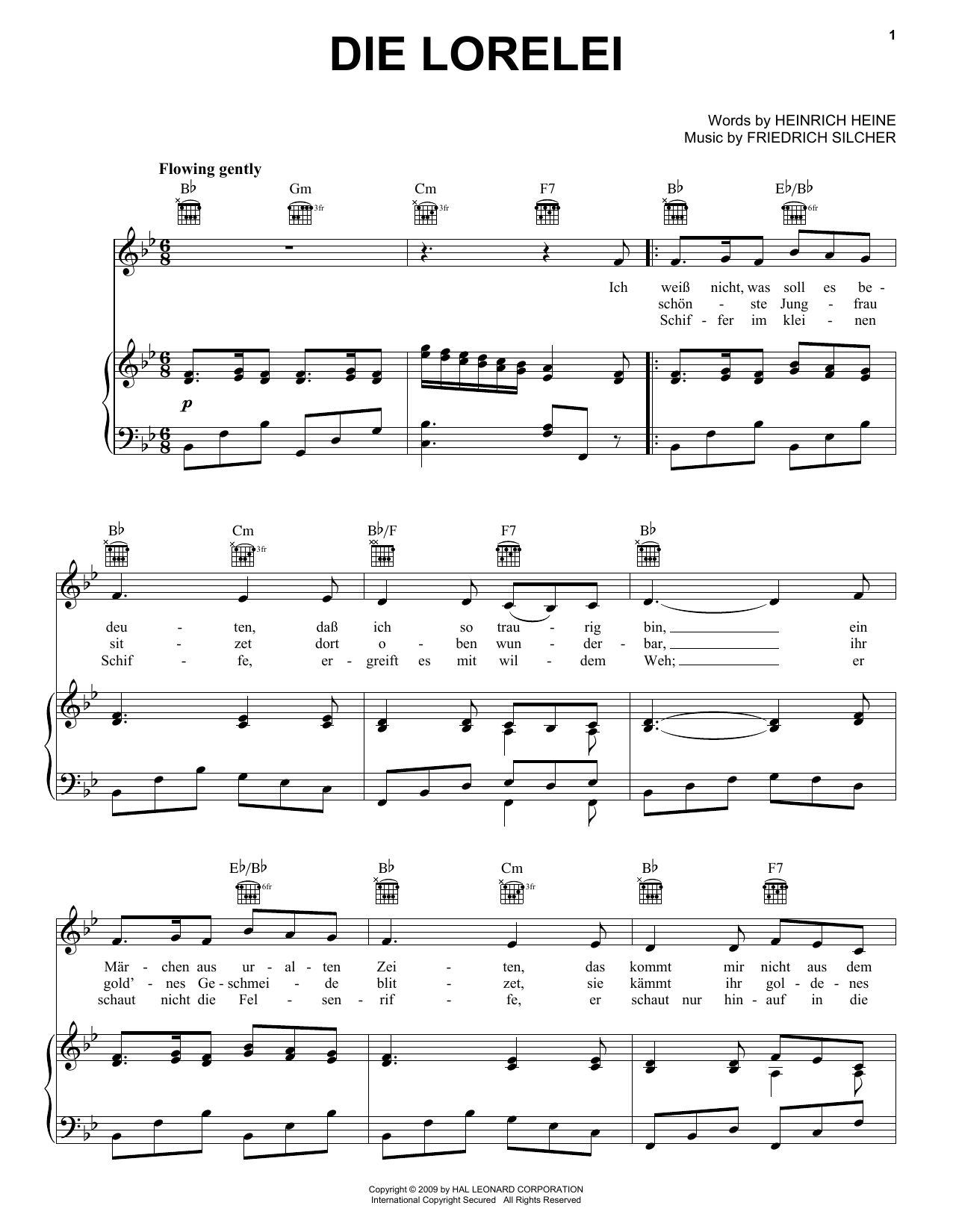 Download Heinrich Heine Die Lorelei Sheet Music and learn how to play Piano, Vocal & Guitar (Right-Hand Melody) PDF digital score in minutes