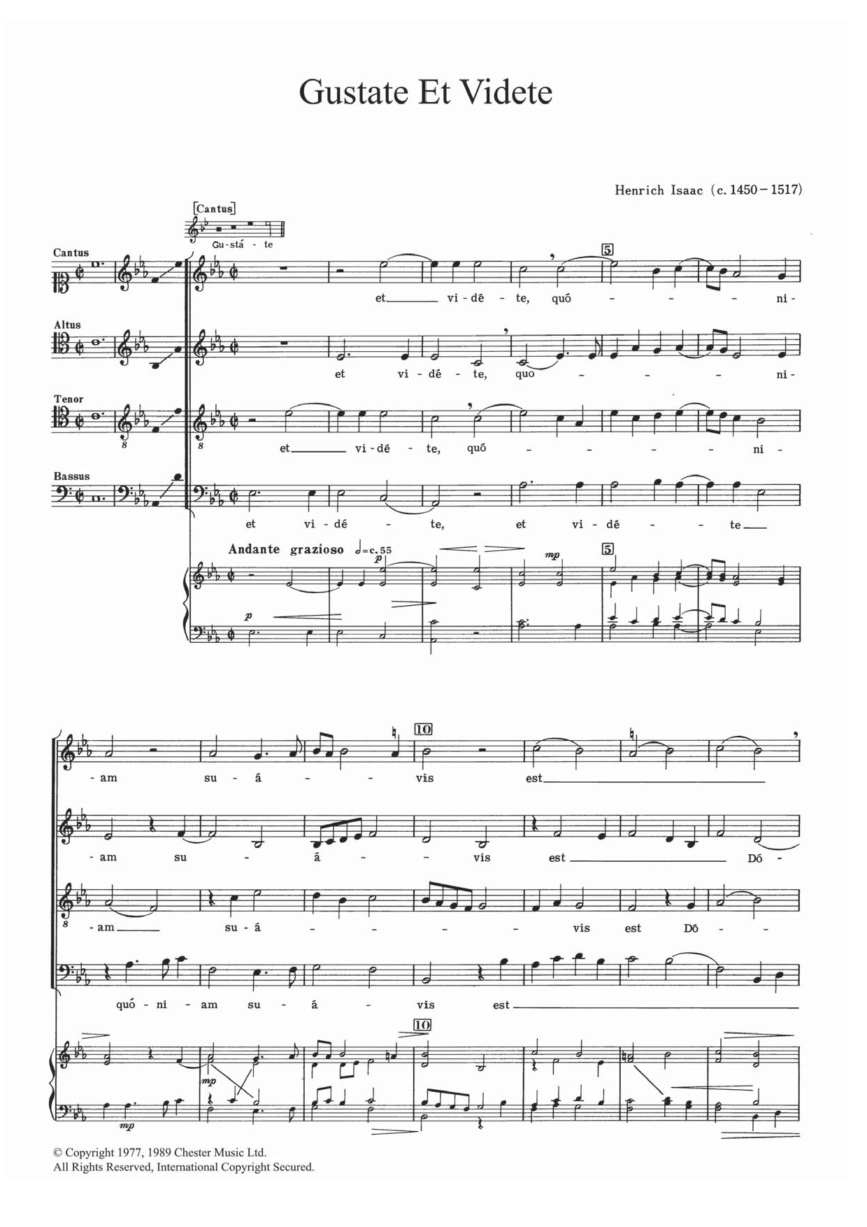 Download Heinrich Isaac Gustate Et Videte Sheet Music and learn how to play SATB PDF digital score in minutes