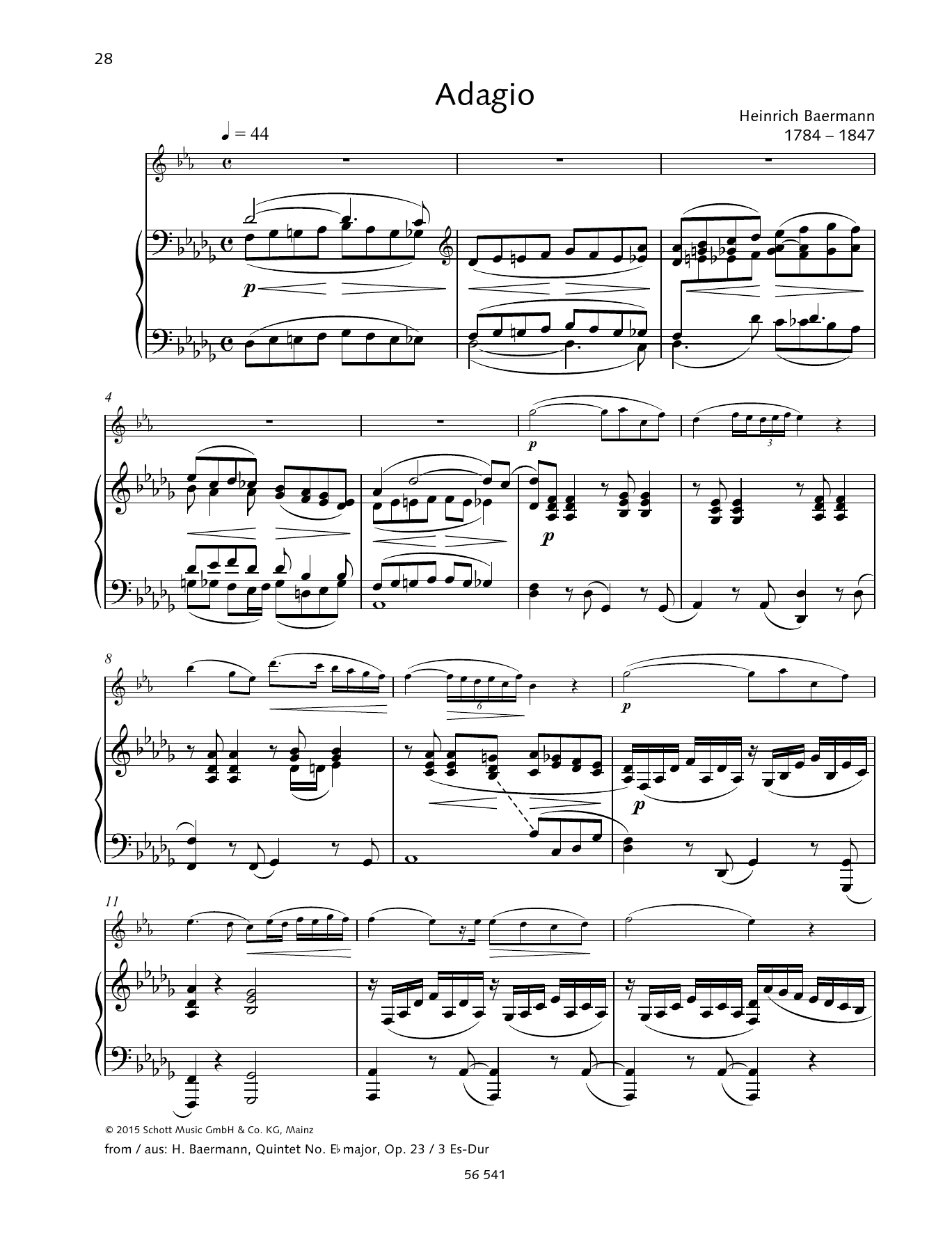 Download Heinrich Joseph Baermann Adagio Sheet Music and learn how to play Woodwind Solo PDF digital score in minutes