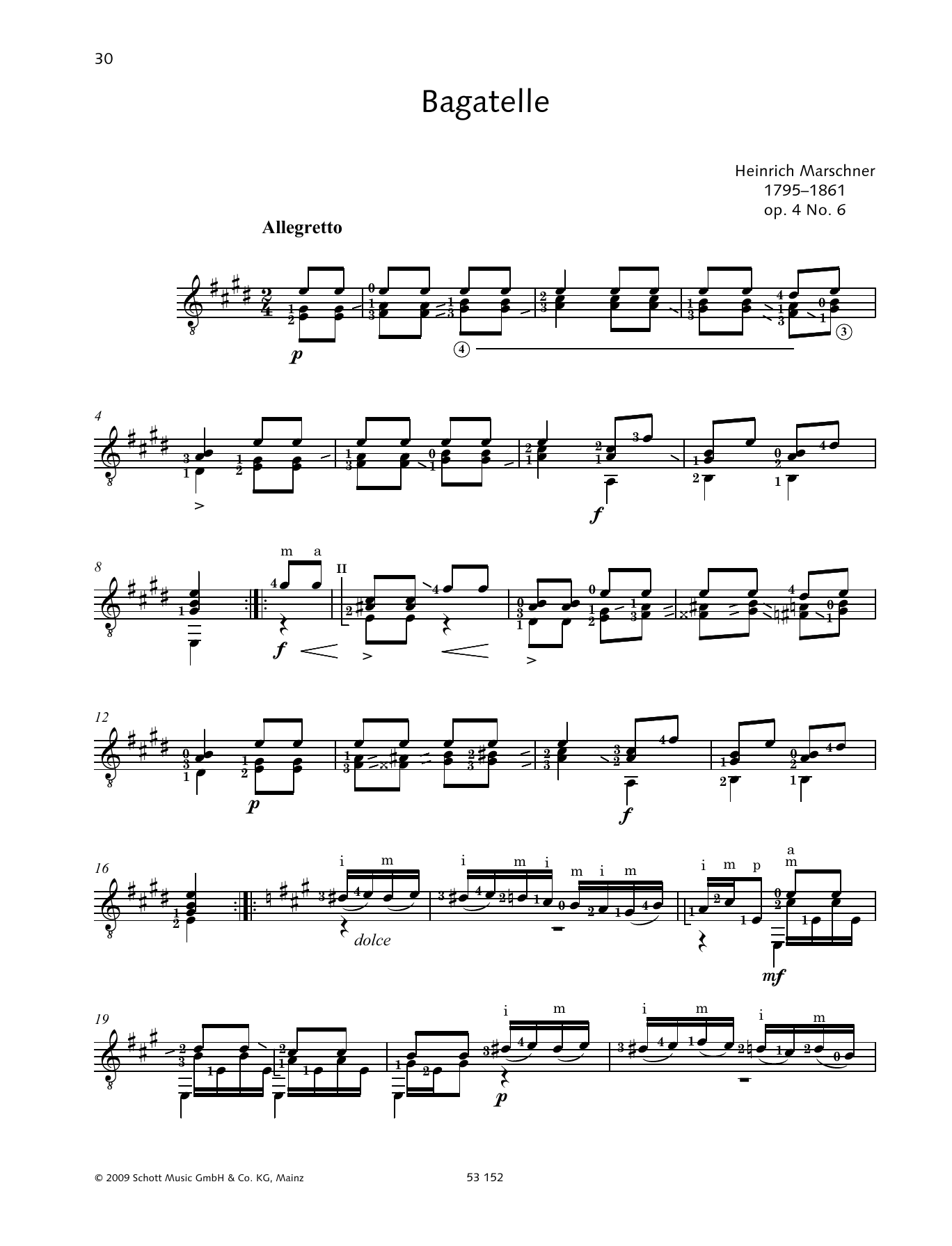 Download Heinrich Marschner Bagatelle Sheet Music and learn how to play Solo Guitar PDF digital score in minutes