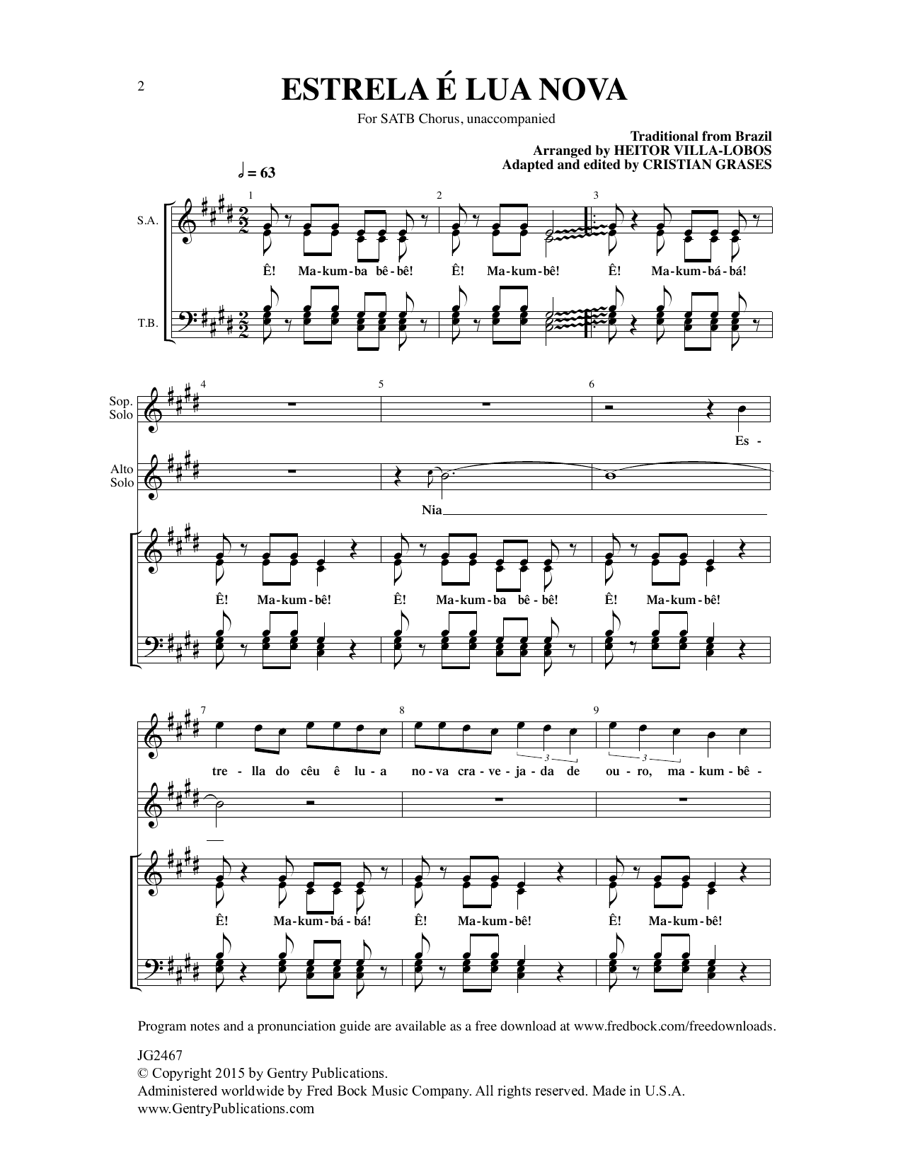Download Heitor Villa-Lobos Estrela e Lua Nova Sheet Music and learn how to play SATB Choir PDF digital score in minutes