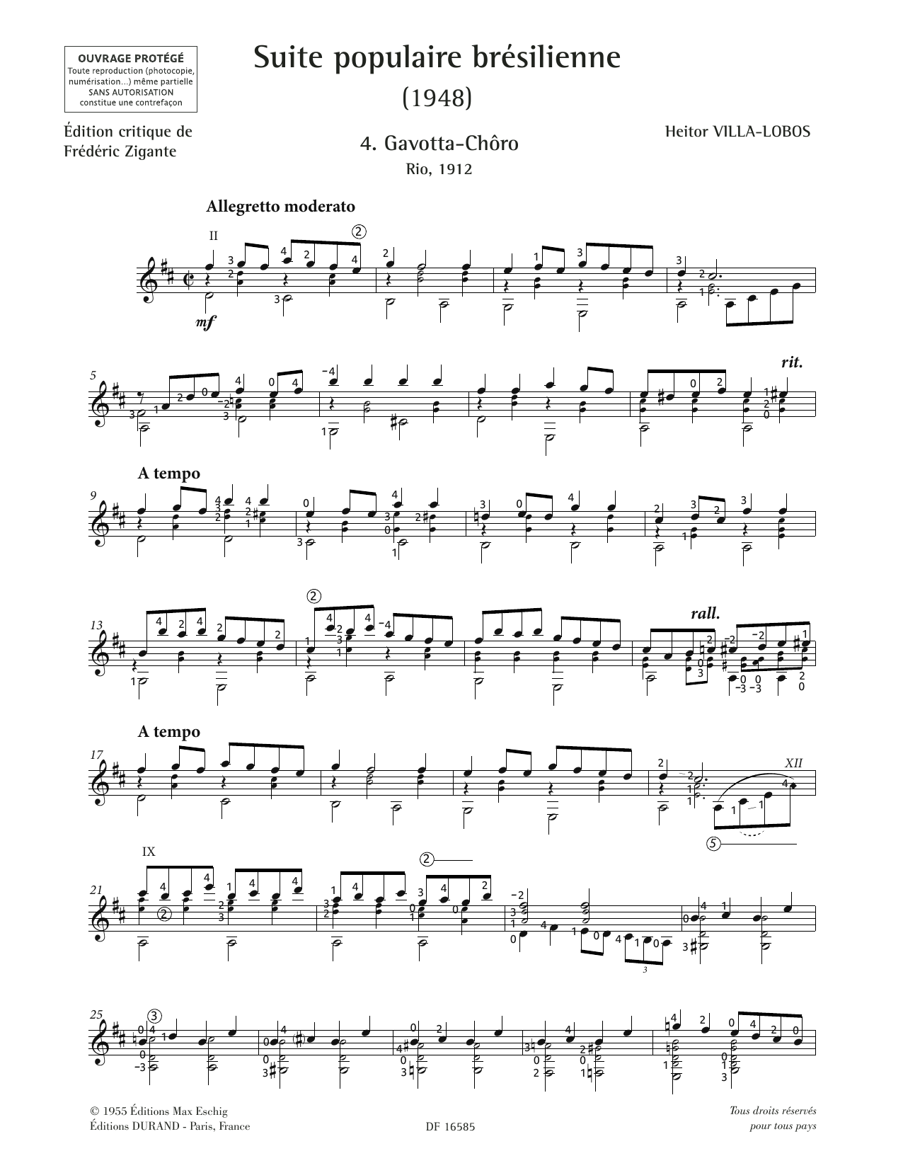 Download Heitor Villa-Lobos Gavotta-Choro Sheet Music and learn how to play Solo Guitar PDF digital score in minutes