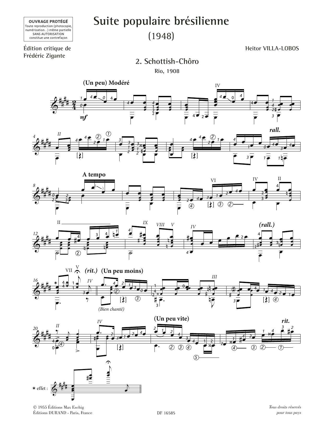 Download Heitor Villa-Lobos Schottish-Choro Sheet Music and learn how to play Solo Guitar PDF digital score in minutes