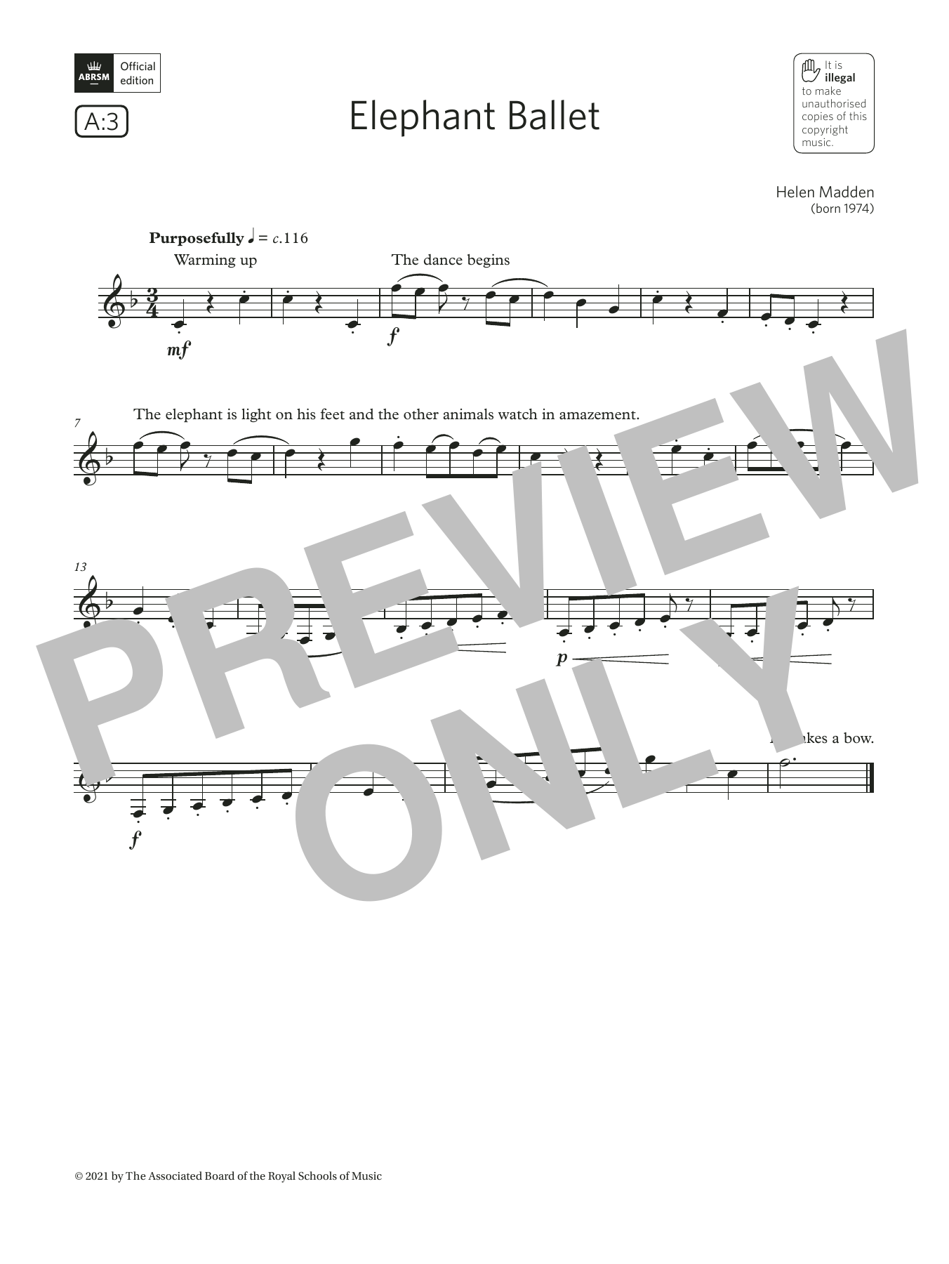 Download Helen Madden Elephant Ballet (Grade 2 List A3 from the ABRSM Clarinet syllabus from 2022) Sheet Music and learn how to play Clarinet Solo PDF digital score in minutes