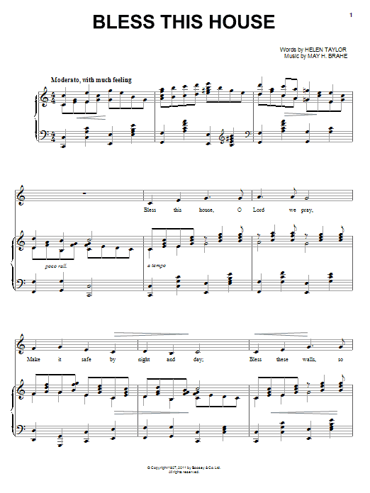 Download Helen Taylor Bless This House Sheet Music and learn how to play Piano & Vocal PDF digital score in minutes
