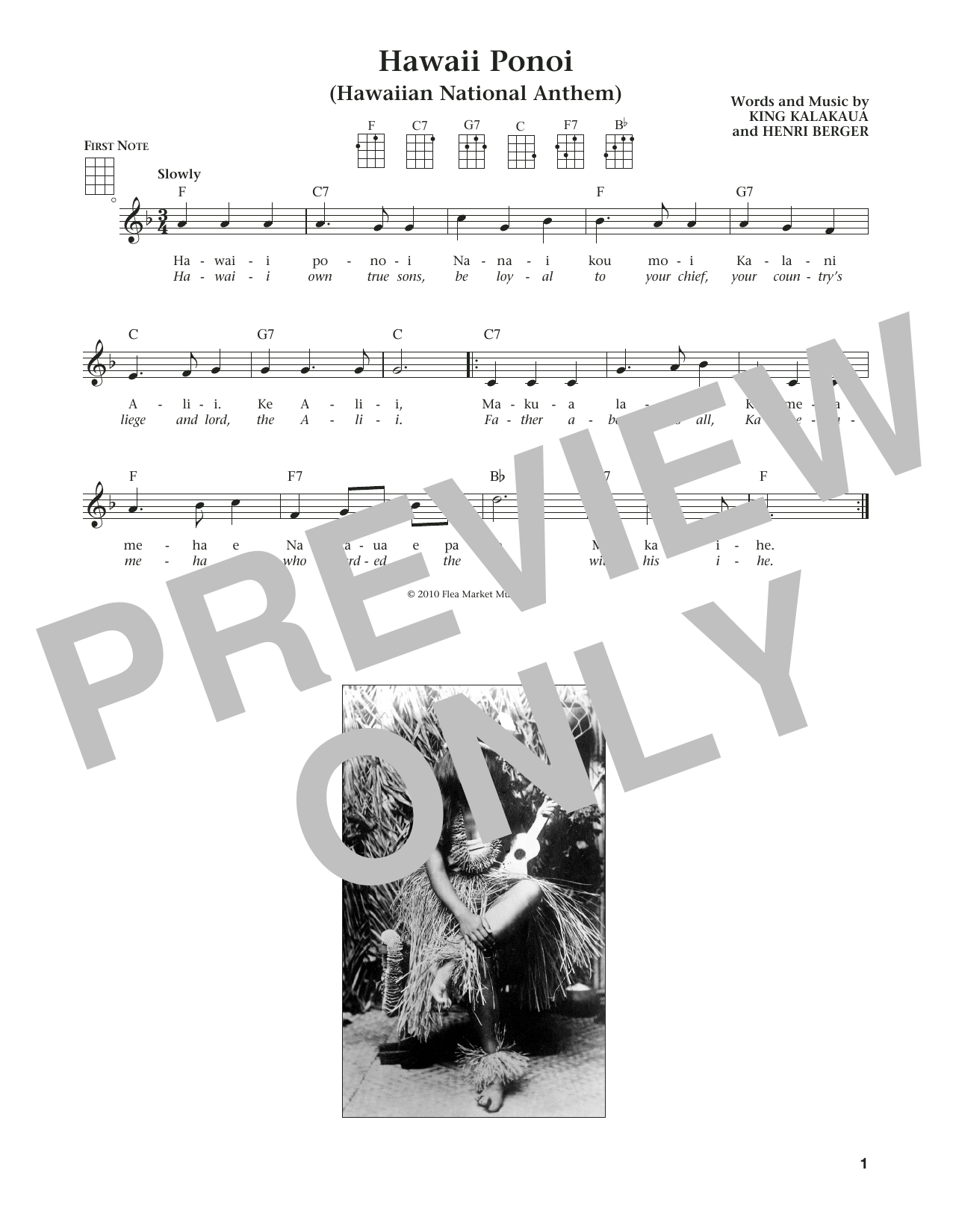 Download Henri Berger Hawaii Ponoi Sheet Music and learn how to play Ukulele PDF digital score in minutes