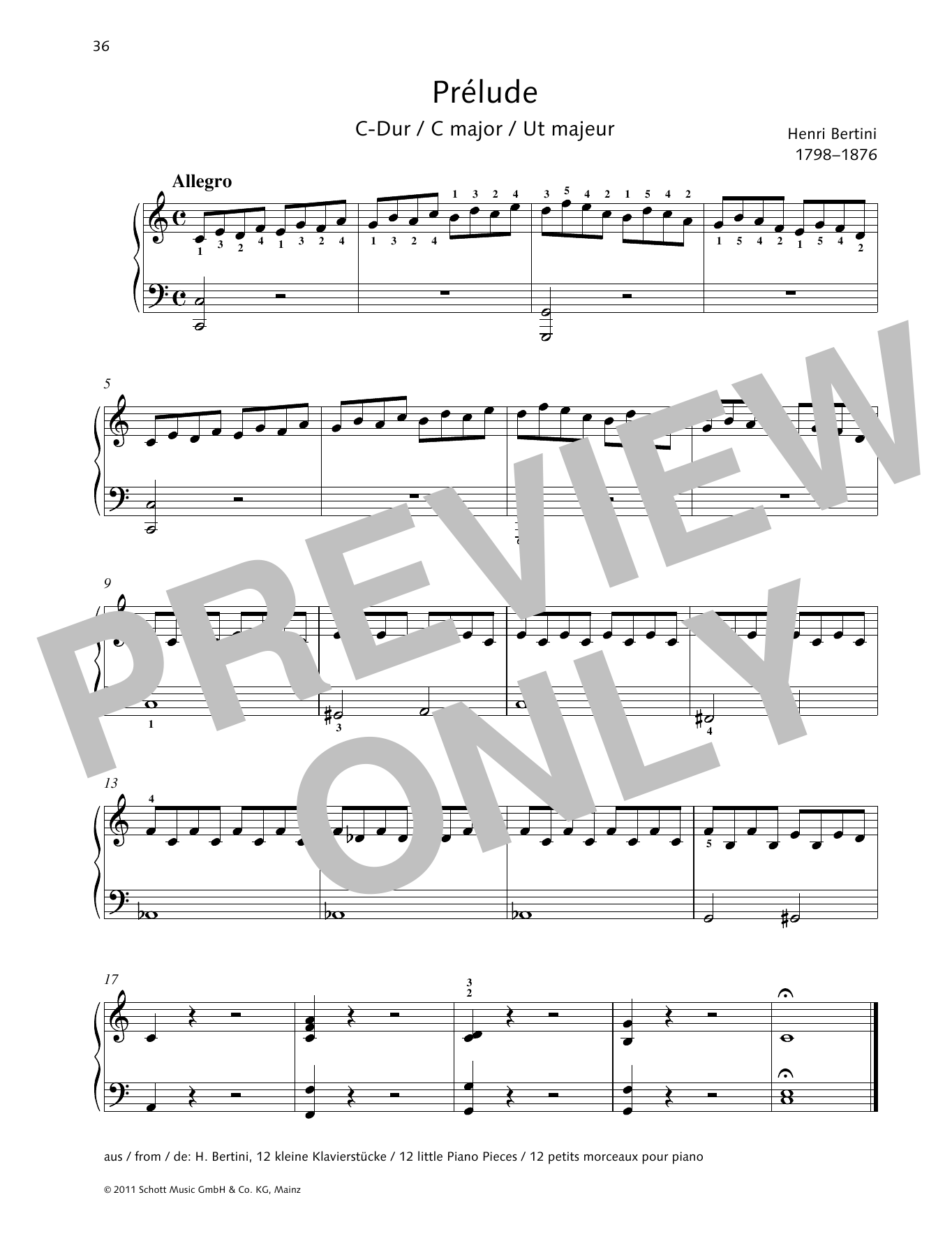 Download Henri Bertini Prélude C major Sheet Music and learn how to play Piano Solo PDF digital score in minutes