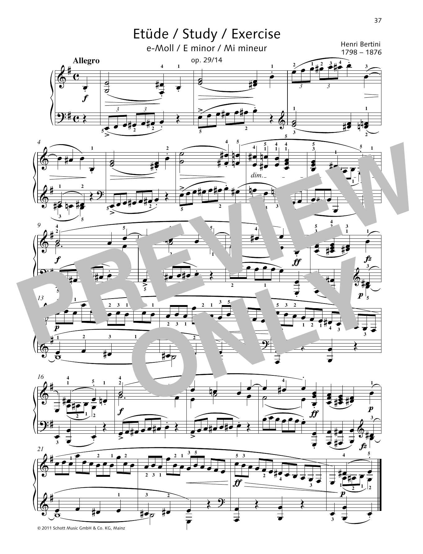 Download Henri Bertini Study E minor Sheet Music and learn how to play Piano Solo PDF digital score in minutes