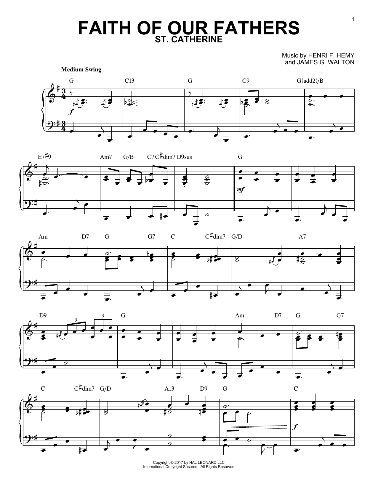 Download Henri F. Hemy Faith Of Our Fathers Sheet Music and learn how to play Piano PDF digital score in minutes