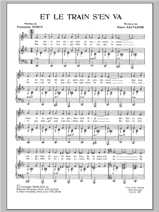 Download Henri Salvador Et Le Train S'en Va Sheet Music and learn how to play Piano & Vocal PDF digital score in minutes