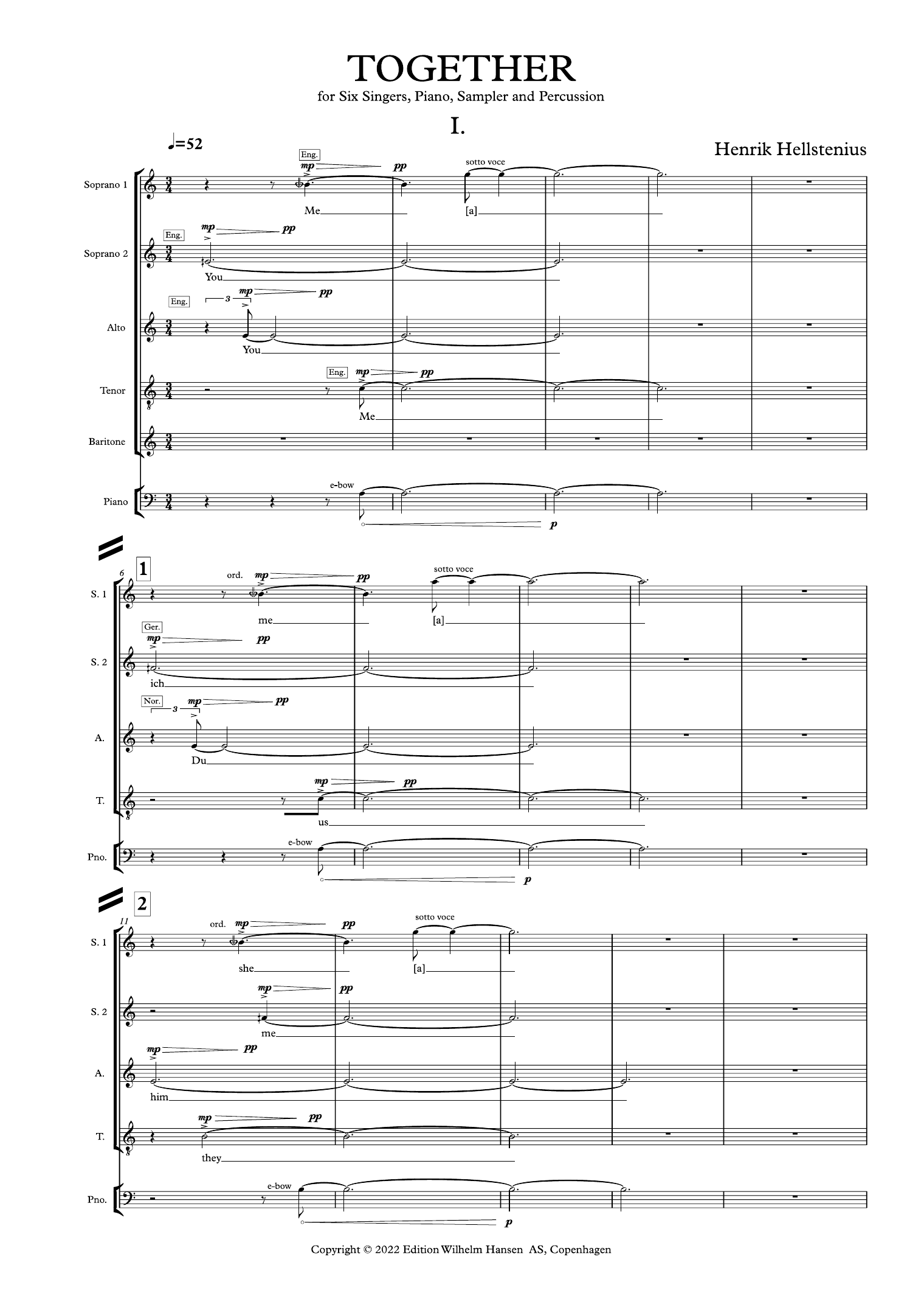 Download Henrik Hellstenius Together Sheet Music and learn how to play SATB Choir PDF digital score in minutes