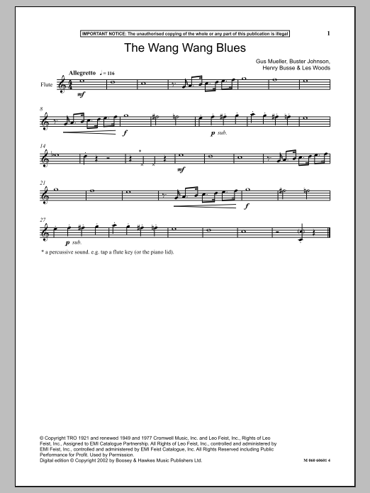 Download Henry Busse The Wang Wang Blues Sheet Music and learn how to play Piano PDF digital score in minutes
