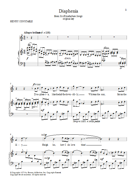 Download Henry Constable Diaphenia Sheet Music and learn how to play Piano & Vocal PDF digital score in minutes