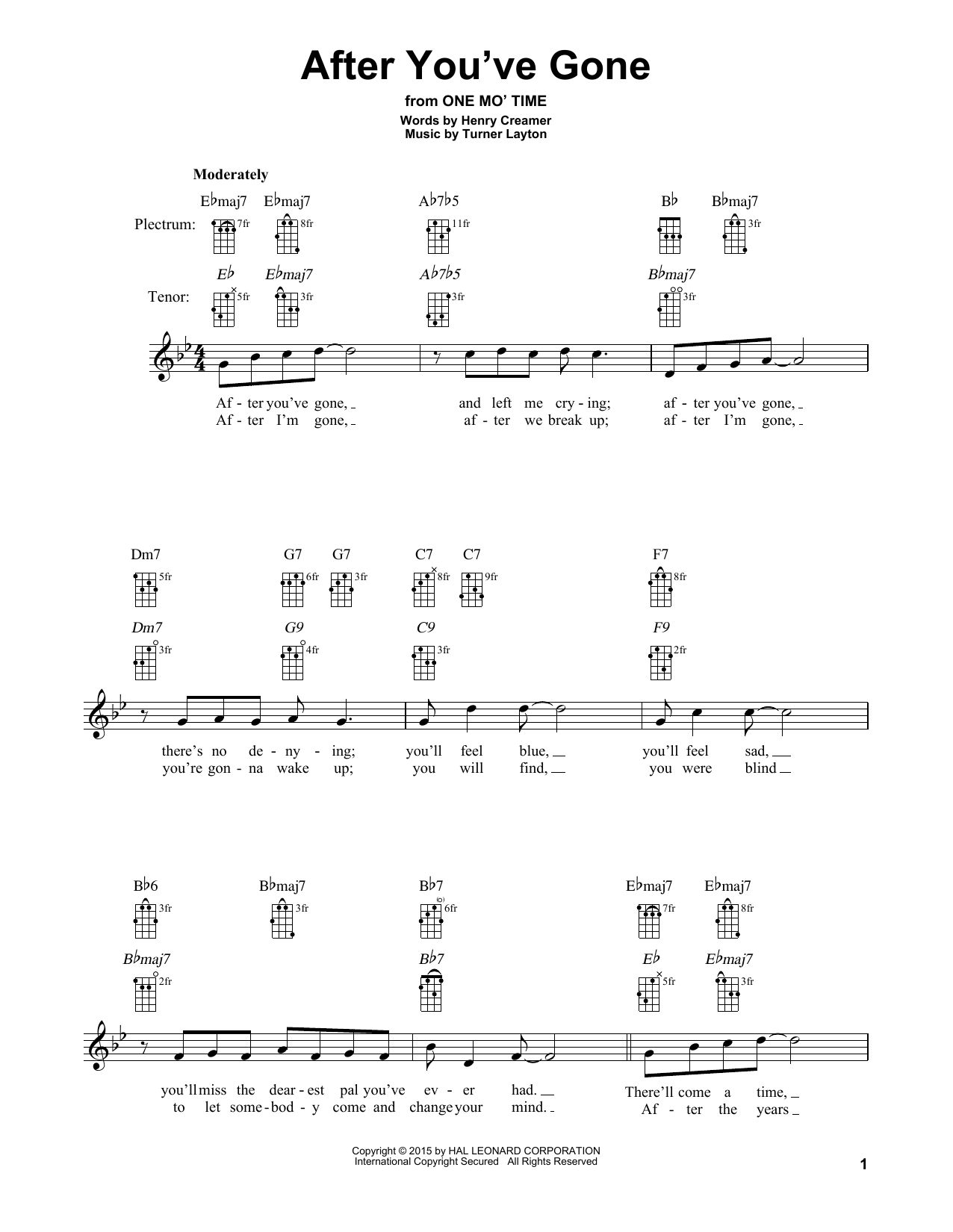 Download Henry Creamer After You've Gone Sheet Music and learn how to play Banjo PDF digital score in minutes