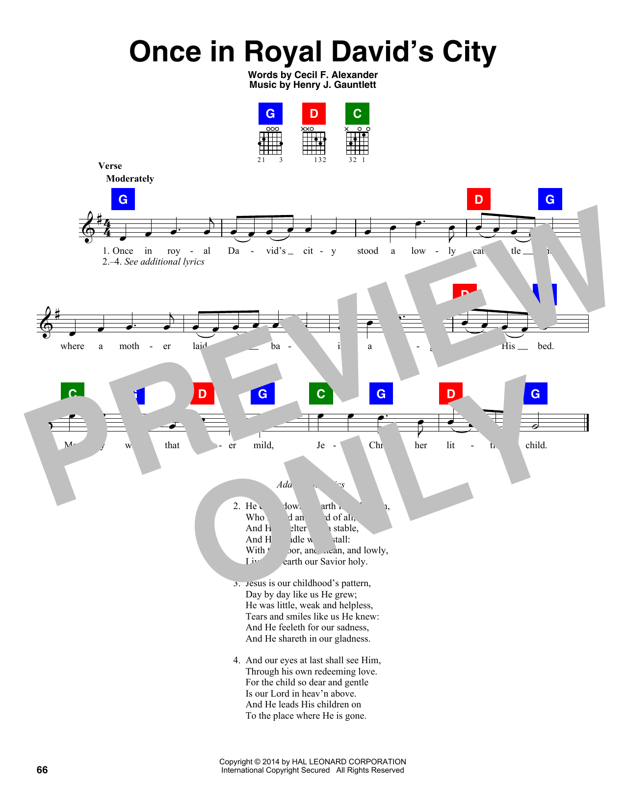 Download Henry J. Gauntlett Once In Royal David's City Sheet Music and learn how to play Really Easy Piano PDF digital score in minutes