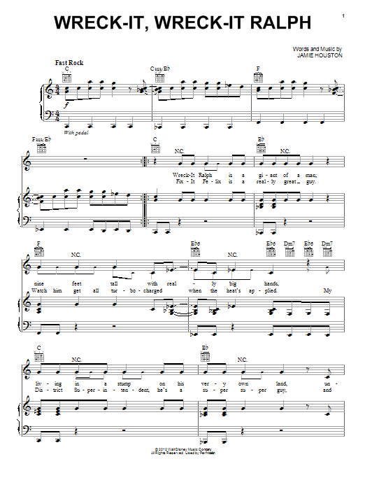 Download Henry Jackman Wreck-It, Wreck-It Ralph Sheet Music and learn how to play Piano, Vocal & Guitar (Right-Hand Melody) PDF digital score in minutes