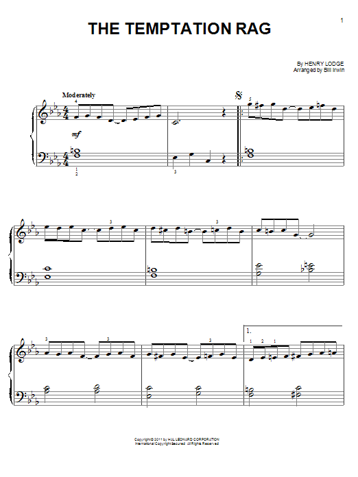 Download Henry Lodge The Temptation Rag Sheet Music and learn how to play Easy Piano PDF digital score in minutes