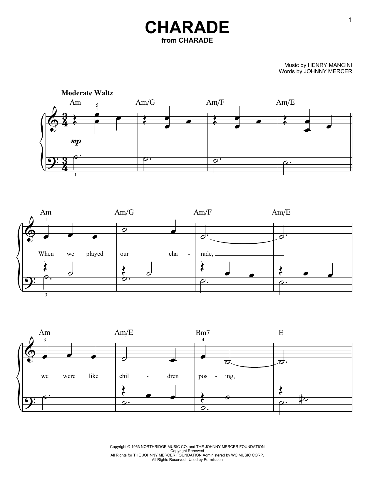 Download Henry Mancini Charade Sheet Music and learn how to play Guitar PDF digital score in minutes