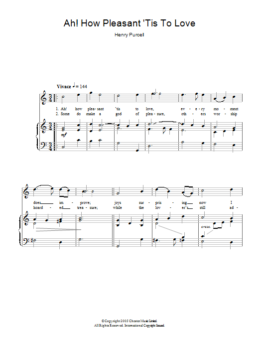 Download Henry Purcell Ah! How Pleasant ‘Tis To Love Z.353 Sheet Music and learn how to play Piano & Vocal PDF digital score in minutes