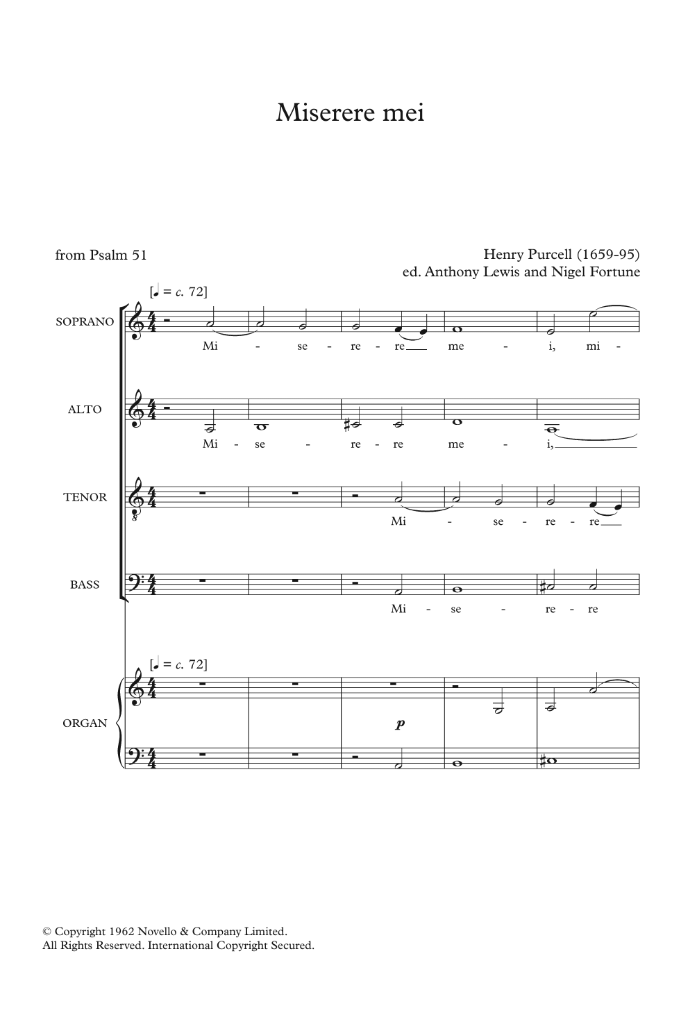 Download Henry Purcell Miserere Mei Sheet Music and learn how to play SATB PDF digital score in minutes
