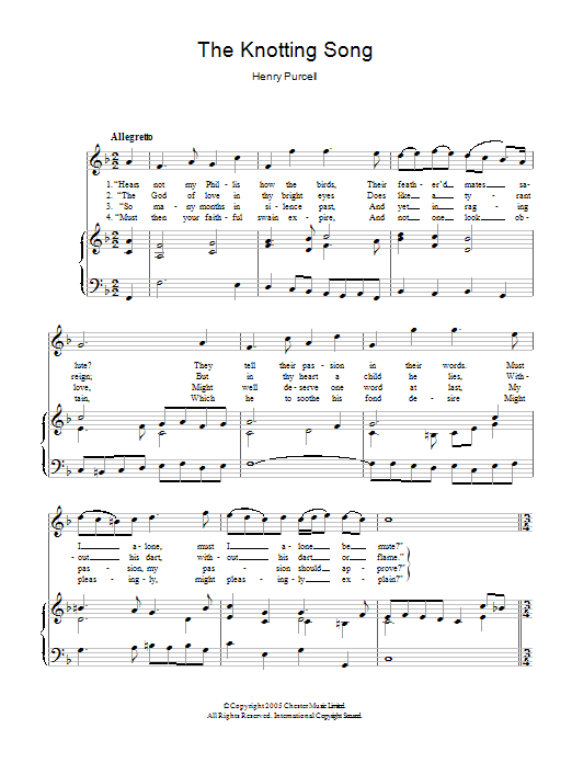 Download Henry Purcell The Knotting Song Z.371 Sheet Music and learn how to play Piano & Vocal PDF digital score in minutes
