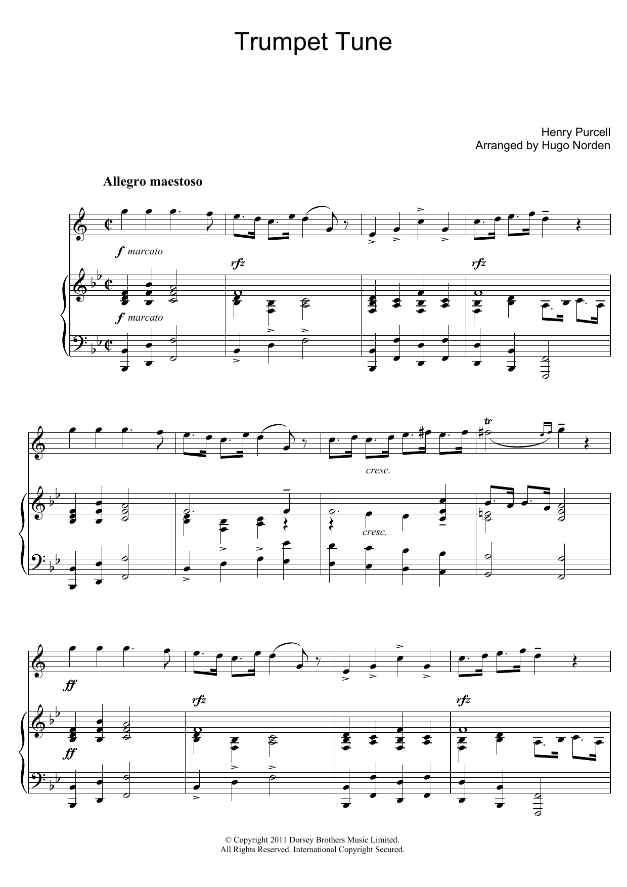 Download Henry Purcell Trumpet Tune Sheet Music and learn how to play Trumpet PDF digital score in minutes