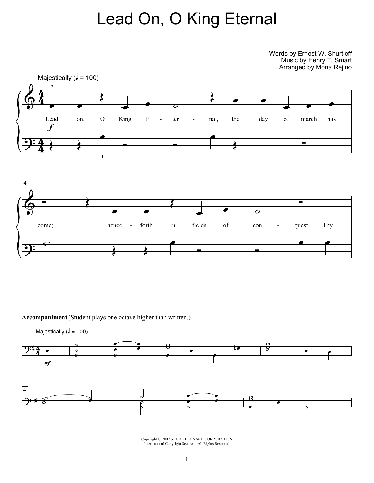 Download Henry T. Smart Lead On, O King Eternal Sheet Music and learn how to play Educational Piano PDF digital score in minutes