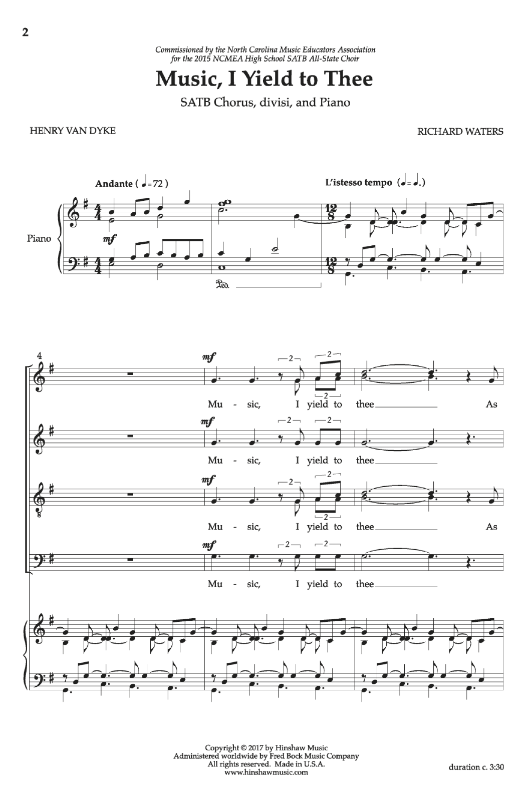 Download Henry van Dyke Music, I Yield to Thee Sheet Music and learn how to play Choral PDF digital score in minutes