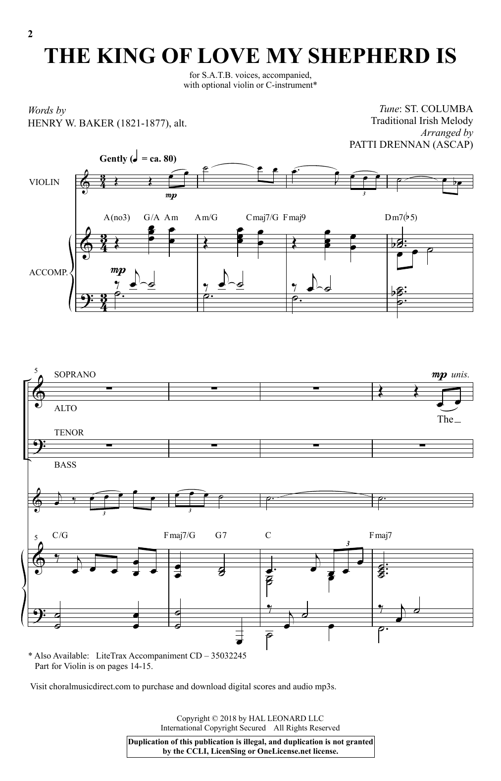 Download Henry W. Baker The King Of Love My Shepherd Is (arr. Patti Drennan) Sheet Music and learn how to play SATB Choir PDF digital score in minutes