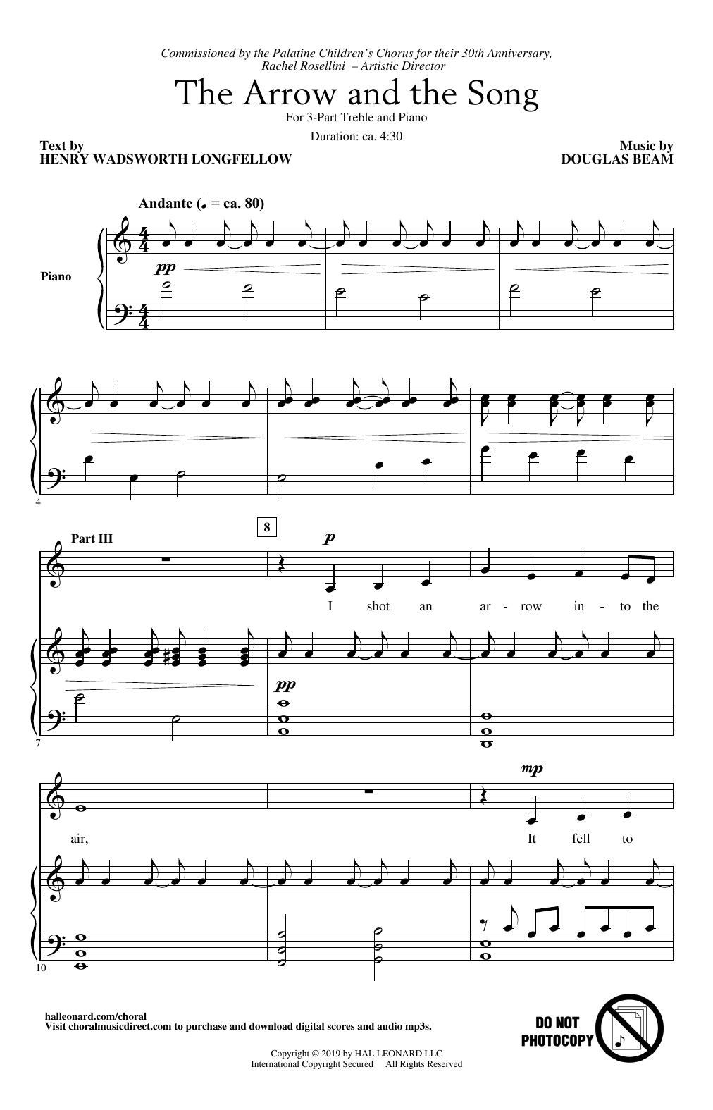 Download Henry Wadsworth Longfellow and Douglas Beam The Arrow And The Song Sheet Music and learn how to play 3-Part Treble Choir PDF digital score in minutes