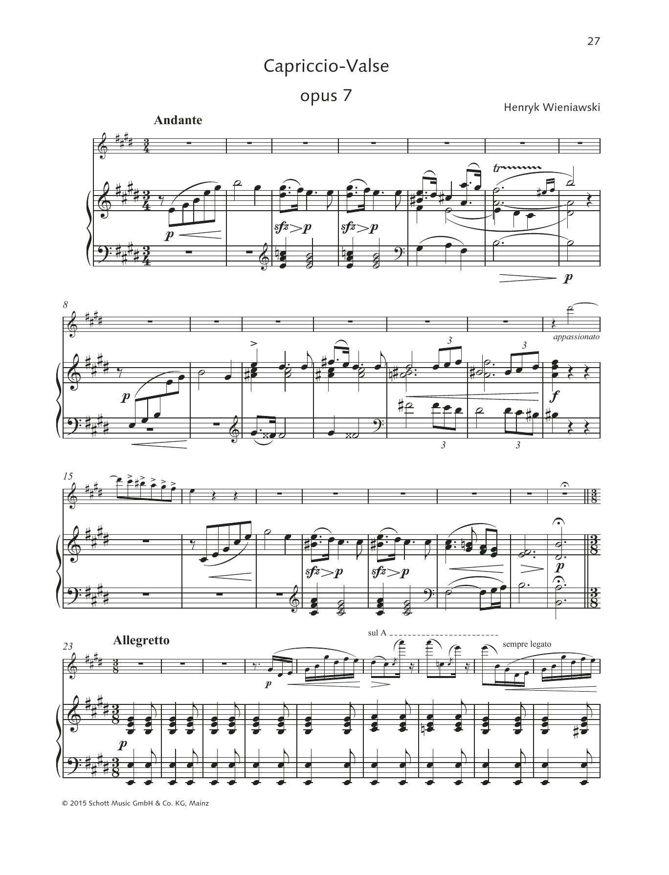 Download Henryk Wieniawski Capriccio-Valse Sheet Music and learn how to play String Solo PDF digital score in minutes