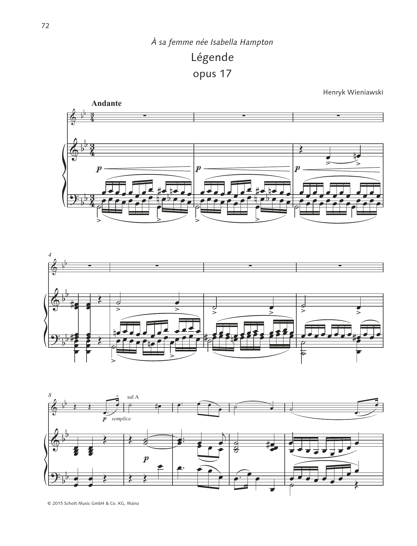 Download Henryk Wieniawski Legende Sheet Music and learn how to play String Solo PDF digital score in minutes
