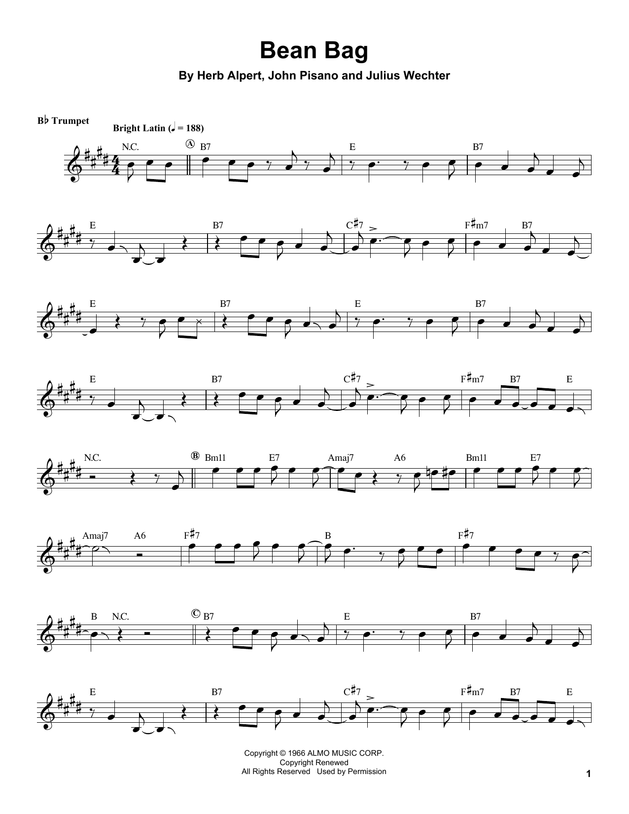 herb-alpert-bean-bag-sheet-music-chords-download-2-page-printable