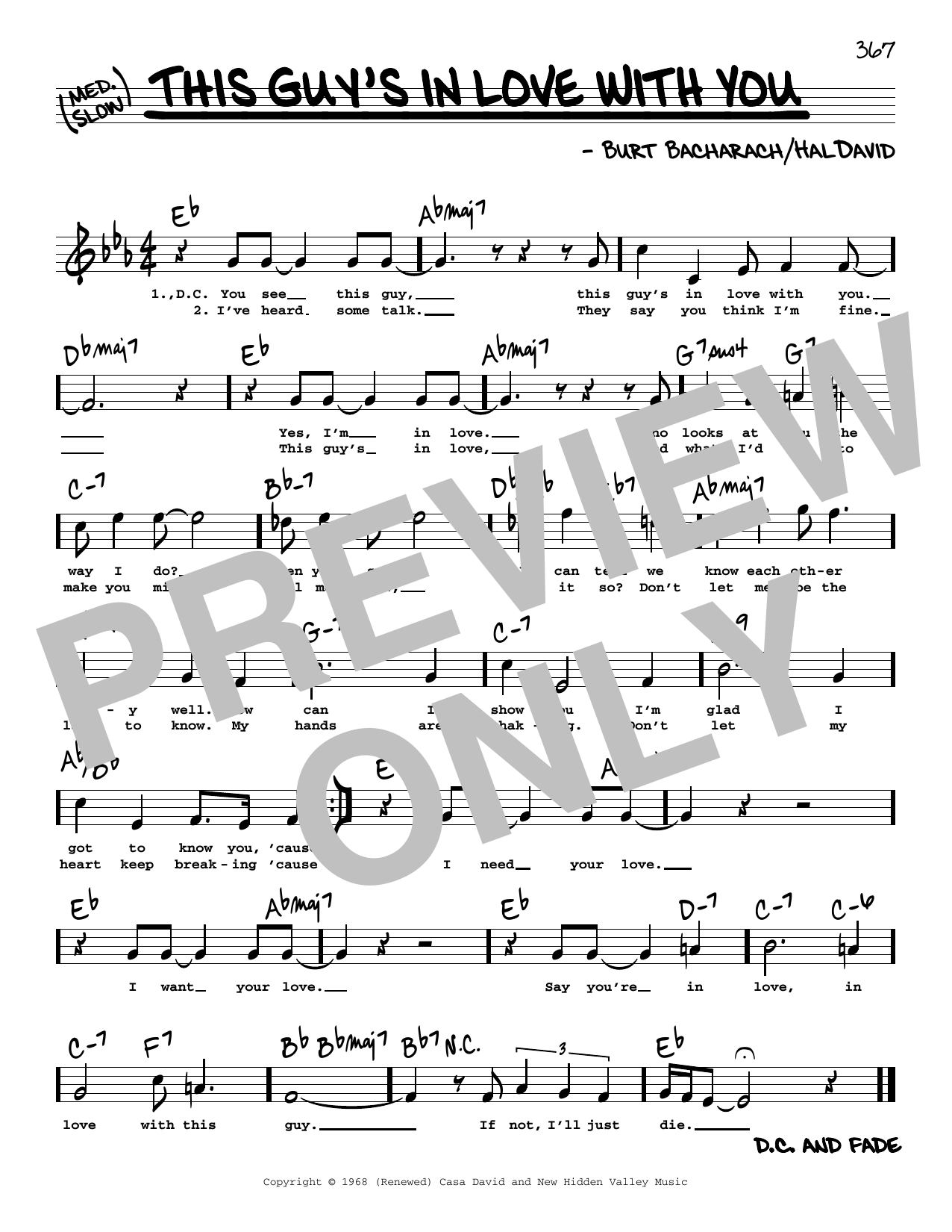 Download Herb Alpert This Guy's In Love With You (High Voice) Sheet Music and learn how to play Real Book – Melody, Lyrics & Chords PDF digital score in minutes