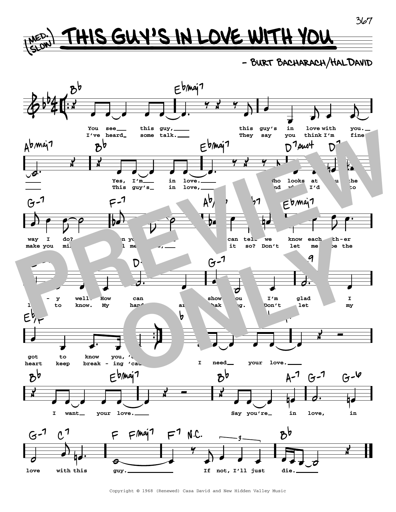 Download Herb Alpert This Guy's In Love With You (Low Voice) Sheet Music and learn how to play Real Book – Melody, Lyrics & Chords PDF digital score in minutes