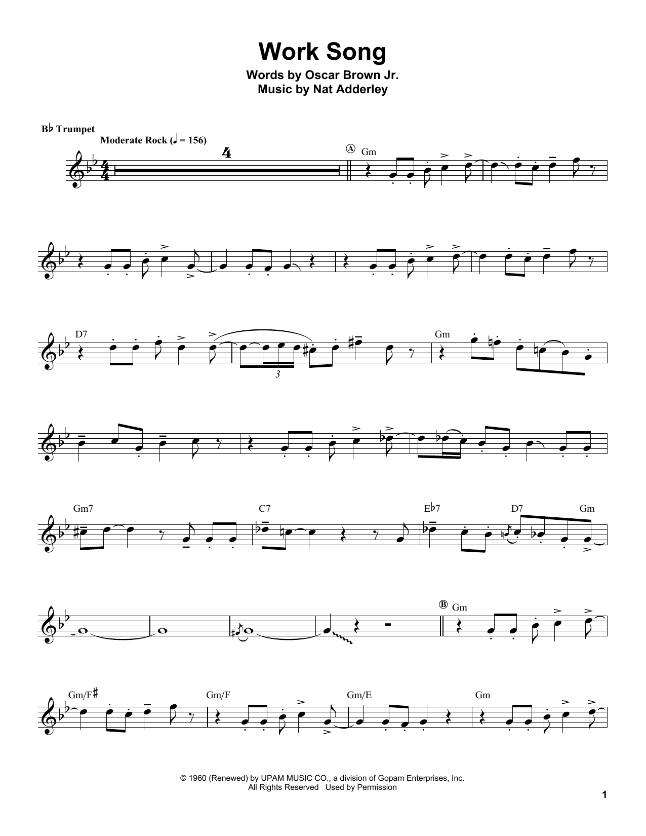 Download Herb Alpert Work Song Sheet Music and learn how to play Trumpet Transcription PDF digital score in minutes