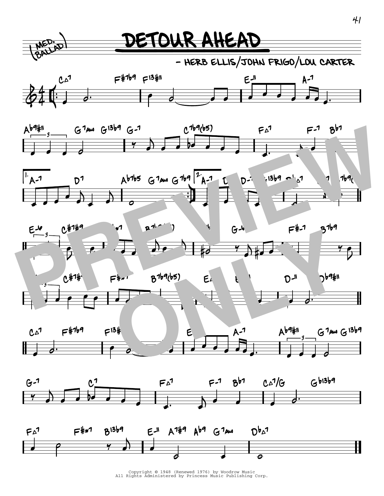Download Herb Ellis Detour Ahead (arr. David Hazeltine) Sheet Music and learn how to play Real Book – Enhanced Chords PDF digital score in minutes