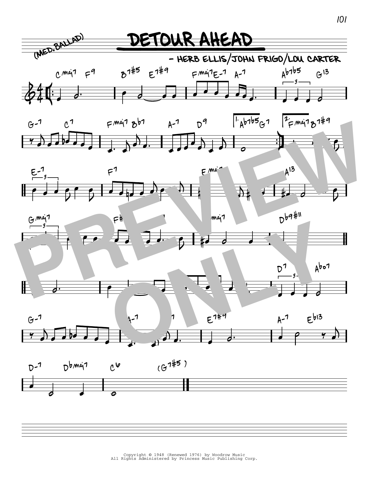 Download Herb Ellis Detour Ahead [Reharmonized version] (arr. Jack Grassel) Sheet Music and learn how to play Real Book – Melody & Chords PDF digital score in minutes