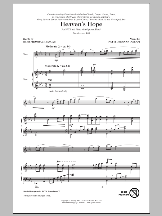 Download Patti Drennan Heaven's Hope Sheet Music and learn how to play SATB PDF digital score in minutes