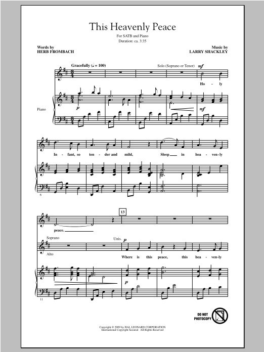 Download Larry Shackley This Heavenly Peace Sheet Music and learn how to play SATB PDF digital score in minutes