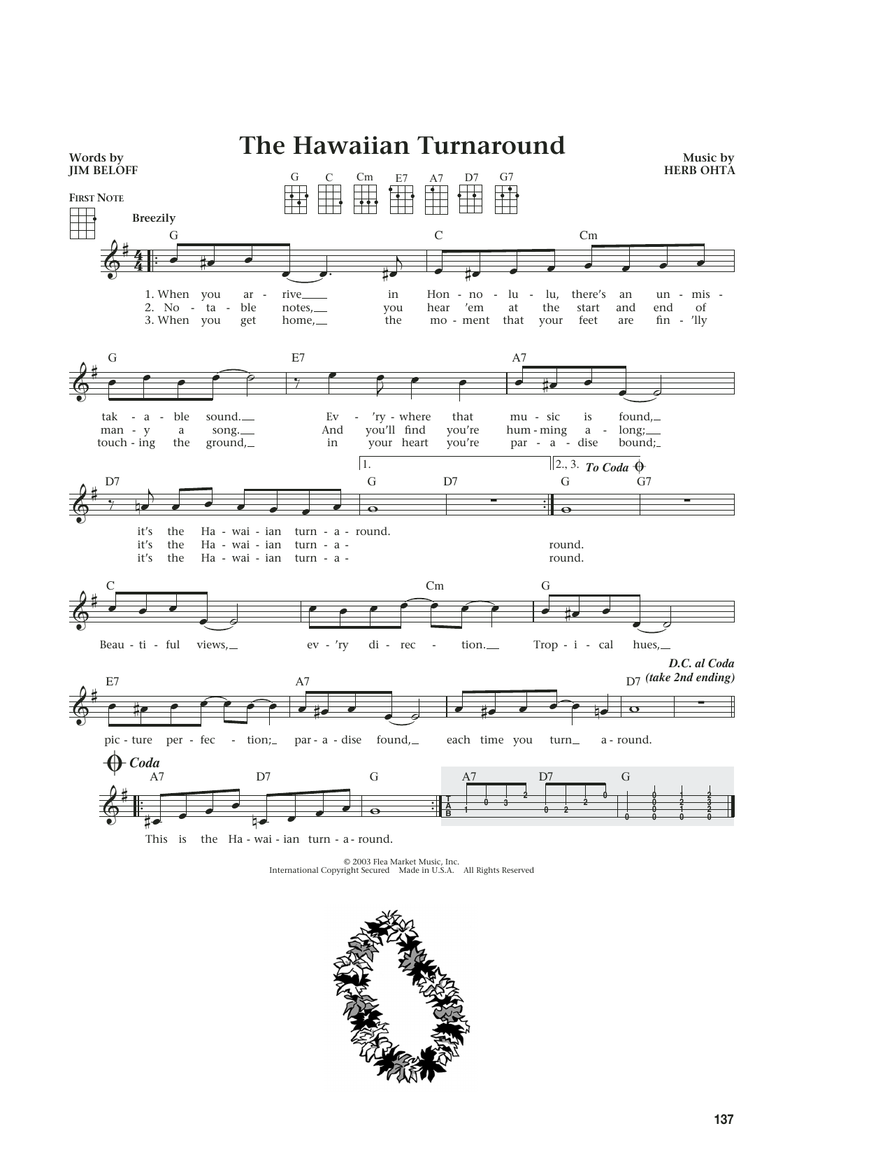 Download Herb Ohta and Jim Beloff The Hawaiian Turnaround (from The Daily Ukulele) (arr. Liz and Jim Beloff) Sheet Music and learn how to play Ukulele PDF digital score in minutes