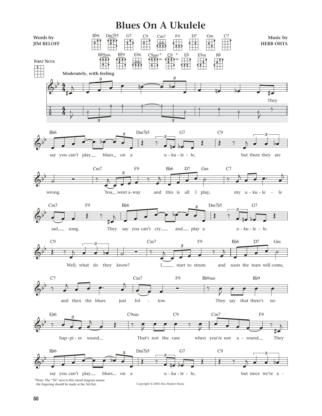 Download Herb Ohta Blues On A Ukulele (from The Daily Ukulele) (arr. Jim Beloff) Sheet Music and learn how to play Ukulele PDF digital score in minutes