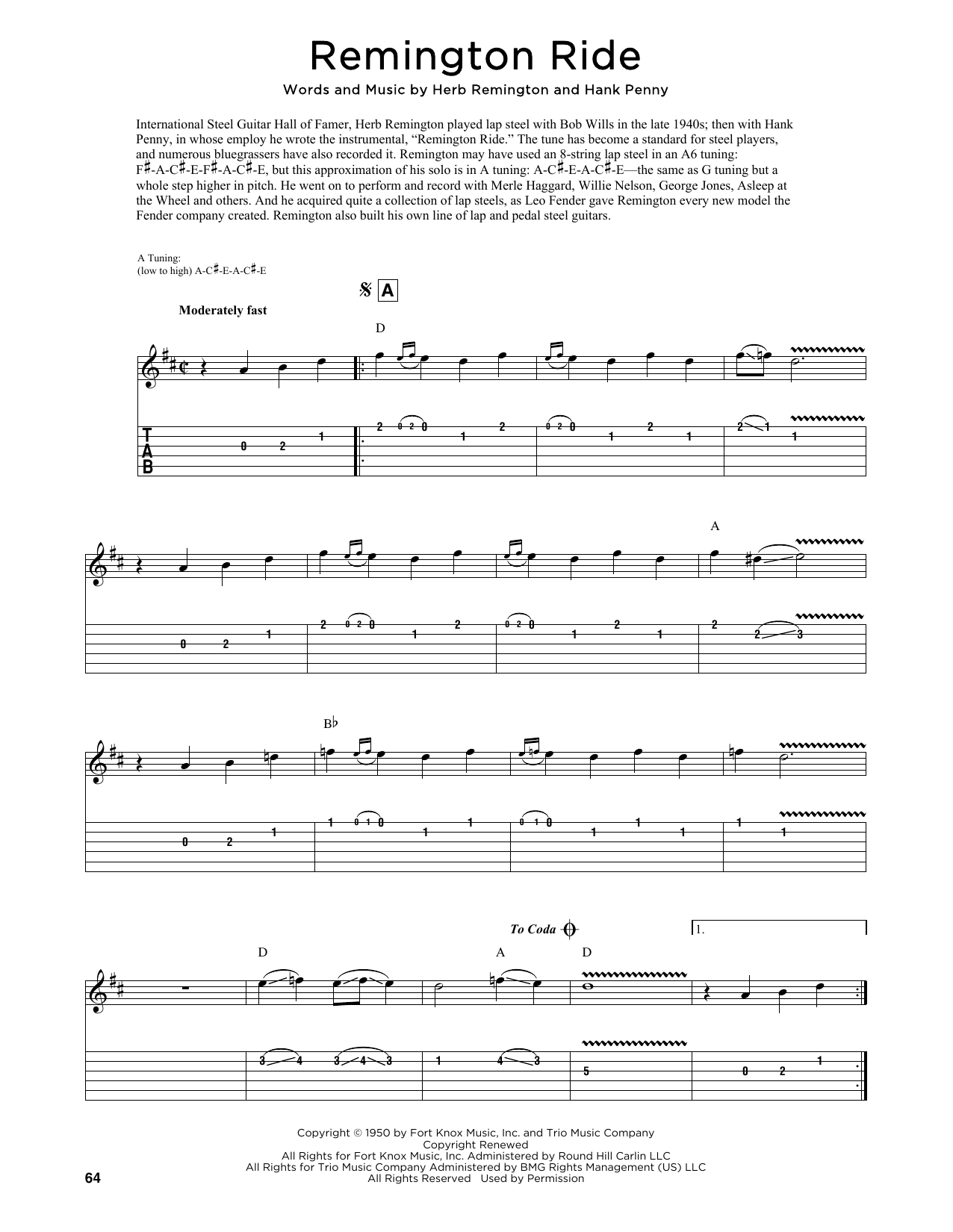 Download Herb Remington Remington Ride Sheet Music and learn how to play Guitar Tab PDF digital score in minutes