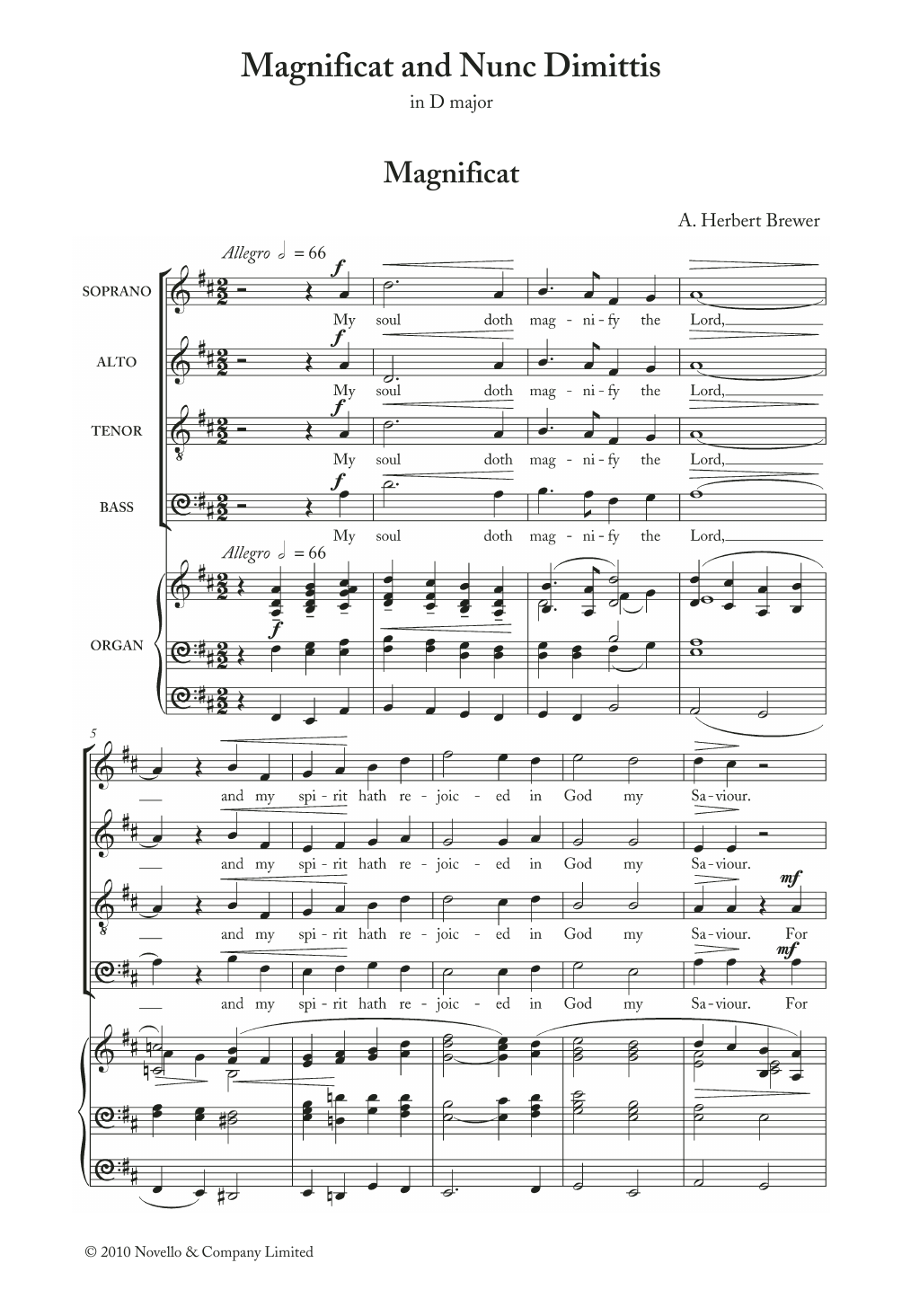 Download Herbert Brewer Magnificat And Nunc Dimittis In D Sheet Music and learn how to play Choir PDF digital score in minutes