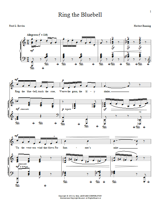 Download Herbert Bunning Ring The Bluebell Sheet Music and learn how to play Piano & Vocal PDF digital score in minutes