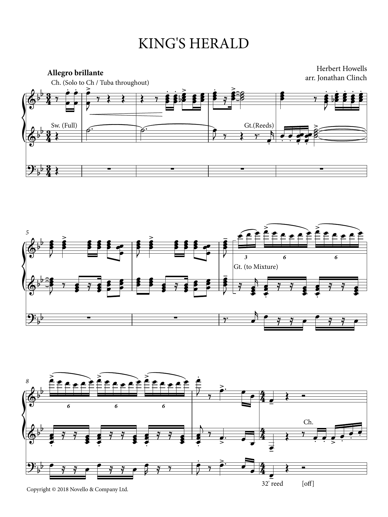 Download Herbert Howells King's Herald Sheet Music and learn how to play Organ PDF digital score in minutes