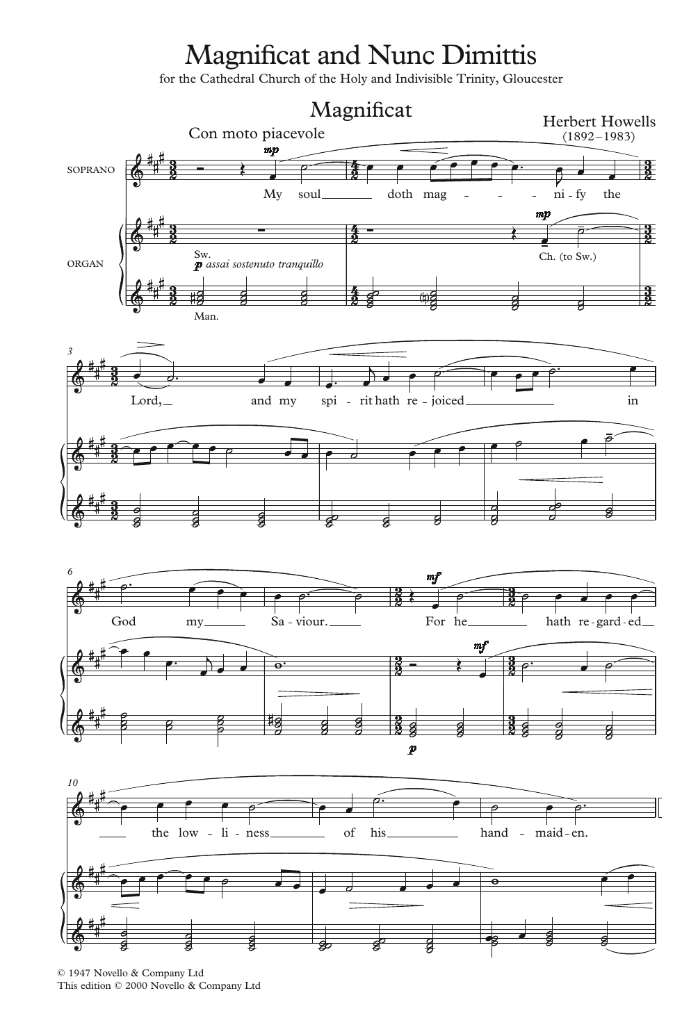 Download Herbert Howells The Gloucester Magnificat And Nunc Dimittis Sheet Music and learn how to play Choir PDF digital score in minutes