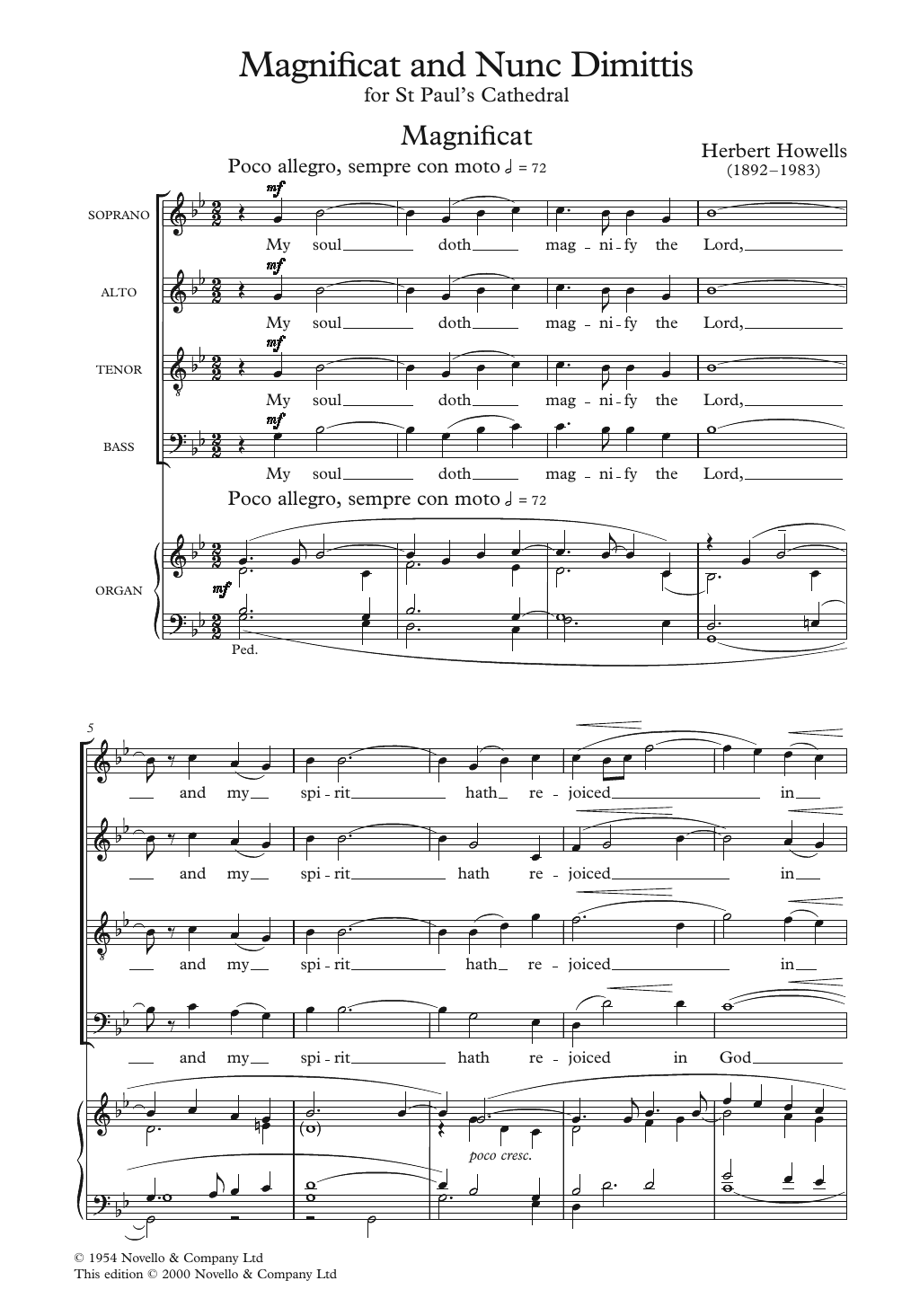 Download Herbert Howells The St. Paul's Cathedral Magnificat And Nunc Dimittis Sheet Music and learn how to play Choir PDF digital score in minutes
