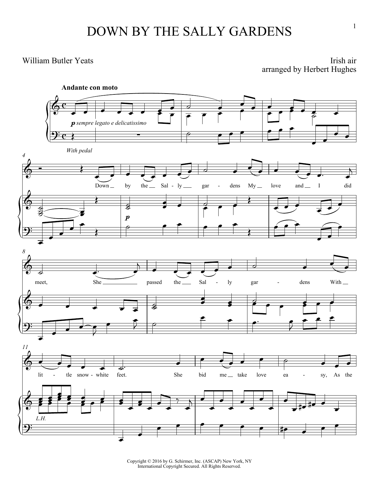 Download Herbert Hughes Down By The Sally Gardens Sheet Music and learn how to play Piano & Vocal PDF digital score in minutes