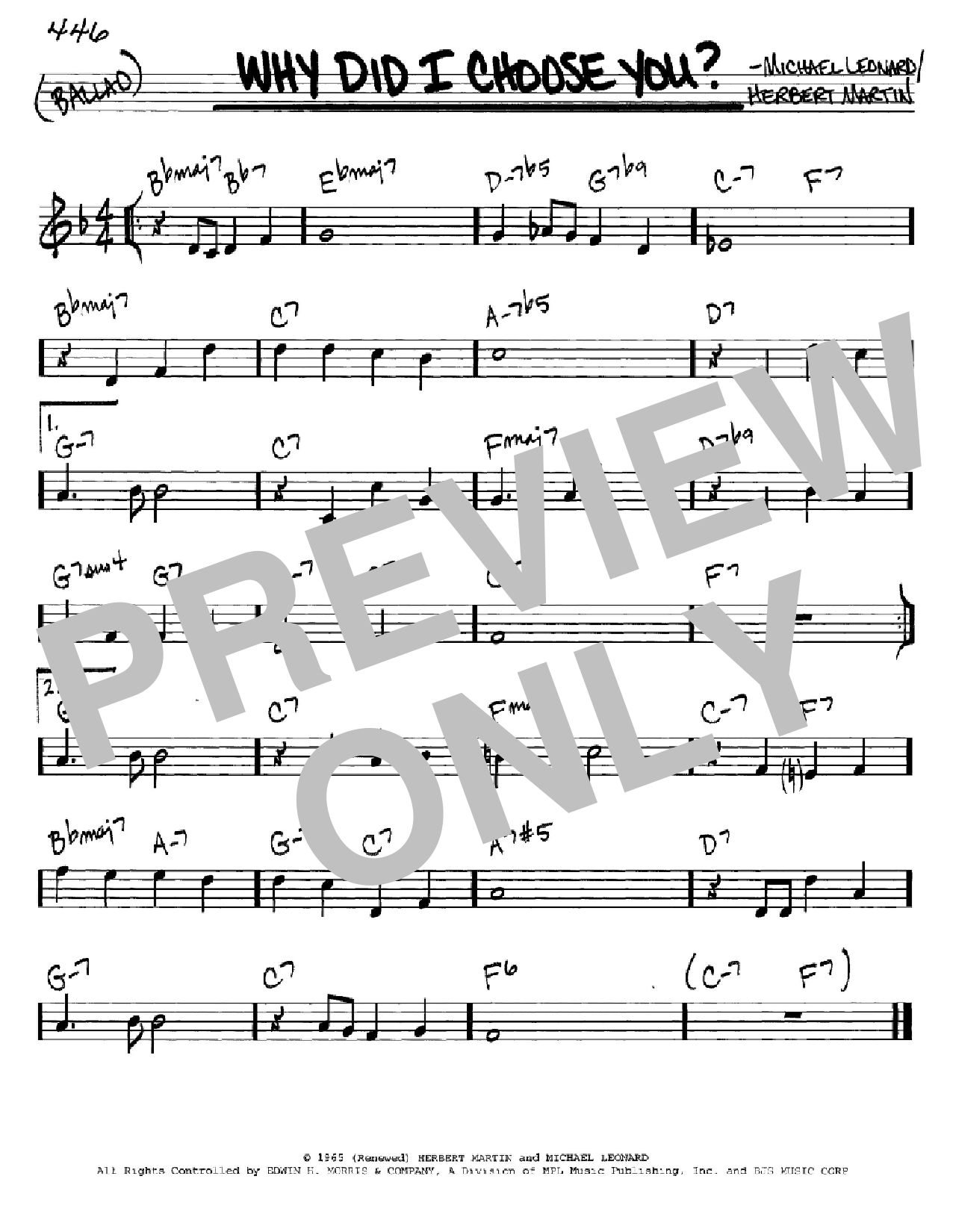 Download Herbert Martin Why Did I Choose You? Sheet Music and learn how to play Real Book – Melody & Chords – C Instruments PDF digital score in minutes